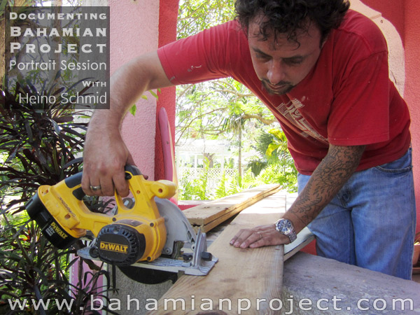 Heino Schmid working on his Bahamian Project portrait set